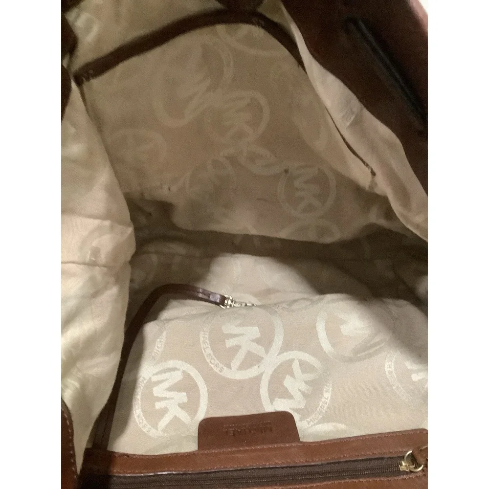 Michael Kors Womens Double Handles Brown Tote Bag Sz L